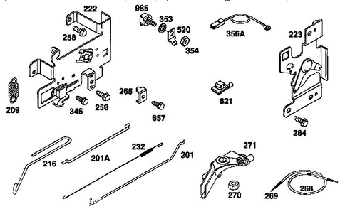 Governor Parts Diagram and Parts List for 259700  Briggs and Stratton Engine